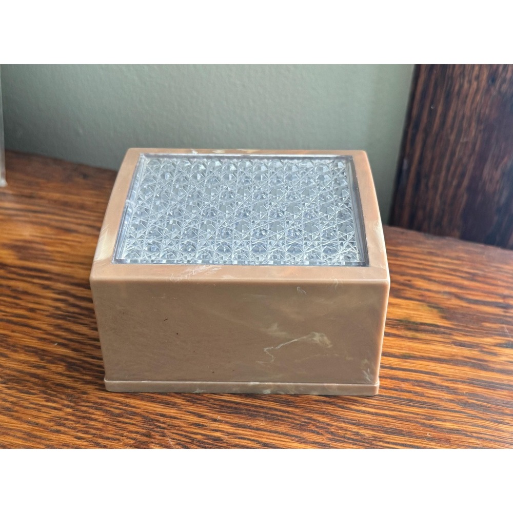 Vintage Merle Norman Cosmetics Powder Box Brown Marble Plastic with Clear Lid